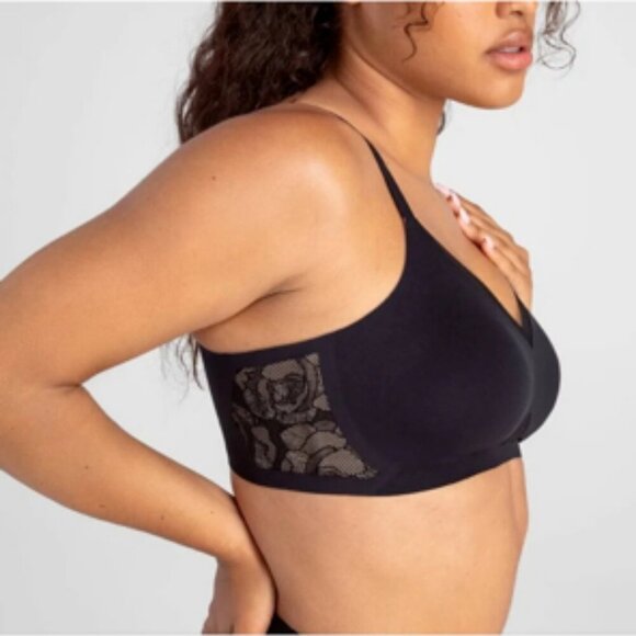 Honeylove Other - Honeylove Crossover Lace Bra Wireless Comfort Support Black Lace Runway 2X